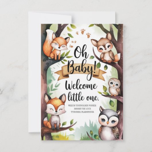 Einladung zur geschlechtsneutralen Woodland-Kinder (Vorderseite)