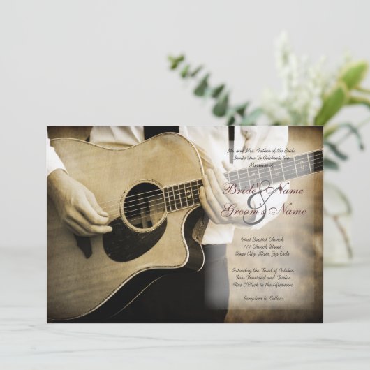Einladung zur Gitarre Hochzeit (Stehend Vorderseite)