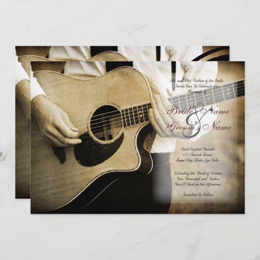 Einladung zur Gitarre Hochzeit (Vorne/Hinten)