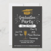 Einladung zur Glittery Chalkboard Graduation Party (Vorderseite)