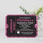 Einladung zur Glitz Graduiertenparty in Hot Pink (Stehend Vorderseite)