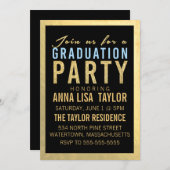 Einladung zur Glitzer-Graduiertenparty für Gold Fo (Vorne/Hinten)