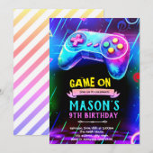 Einladung zur Glow-Game-Night-Party (Vorne/Hinten)