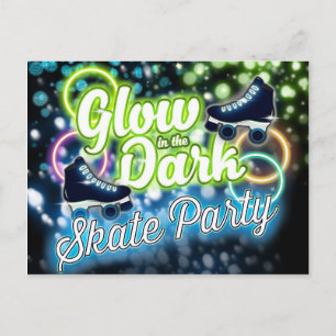 Einladung zur GLOW-IN-THE-DARK-SKATE-PARTY Postkar