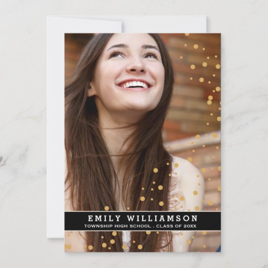 Einladung zur Gold Dot Glam Foto Graduation Party (Vorderseite)