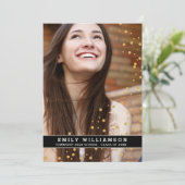 Einladung zur Gold Dot Glam Foto Graduation Party (Stehend Vorderseite)