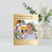 Einladung zur Gold Foto Collage Graduation Party (Stehend Vorderseite)