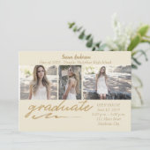 Einladung zur Gold Foto Graduation Party (Stehend Vorderseite)