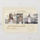 Einladung zur Gold Foto Graduation Party (Vorne/Hinten)