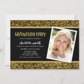 Einladung zur Gold Glitzer Foto Graduation Party (Vorderseite)