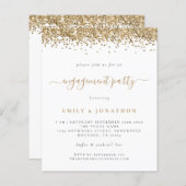 Einladung zur Gold Glitzer Script Engagement Party (Vorne/Hinten)