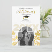 Einladung zur Gold Graduation Party (Stehend Vorderseite)