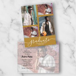 Einladung zur Gold Graduation Party für mehrere Fo Postkarte