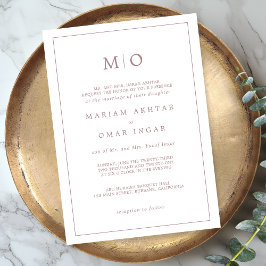 Einladung zur Gold Monogram-Rose für elegante Skri