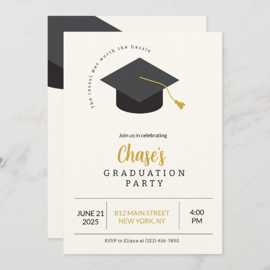 Einladung zur Gold- und Black Graduation Party (Vorne/Hinten)