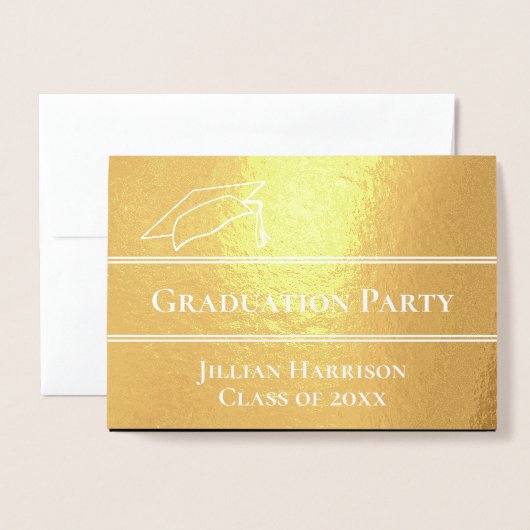 Einladung zur Goldenen Foil Graduation Party (Vorderseite mit Umschlag)