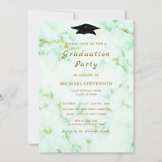 Einladung zur Goldmedaille-Graduiertenparty (Vorderseite)