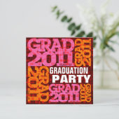 Einladung zur Graduation 2011 Orange Pink (Stehend Vorderseite)
