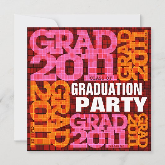 Einladung zur Graduation 2011 Orange Pink (Vorderseite)