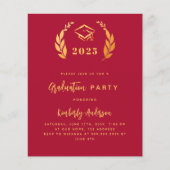 Einladung zur Graduation Party 2025 in Rotes Gold (Vorderseite)