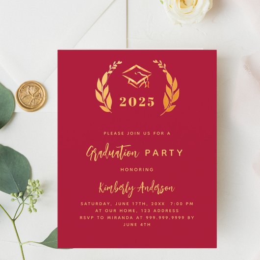 Einladung zur Graduation Party 2025 in Rotes Gold