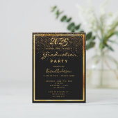 Einladung zur Graduation Party Black Glam Gold 202 Postkarte (Stehend Vorderseite)