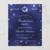 Einladung zur Graduation Party Marine Blue Glitzer (Vorderseite)