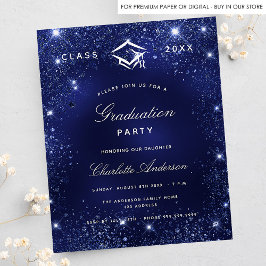 Einladung zur Graduation Party Marine Blue Glitzer
