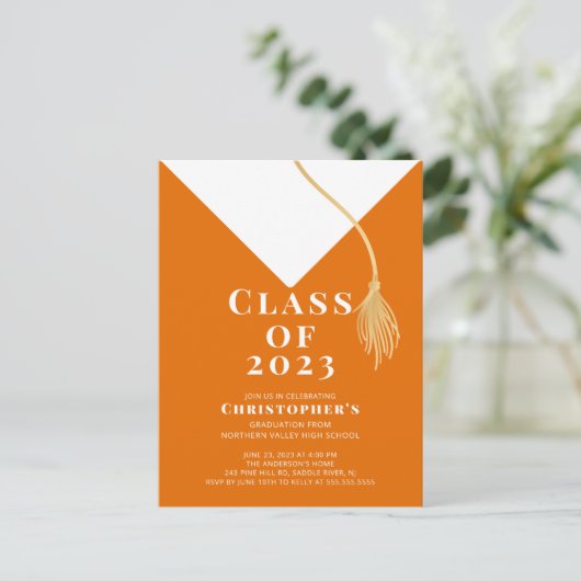 Einladung zur Graduationspartei Grad Cap (Stehend Vorderseite)