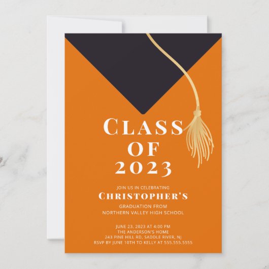 Einladung zur Graduationspartei Grad Cap (Vorderseite)