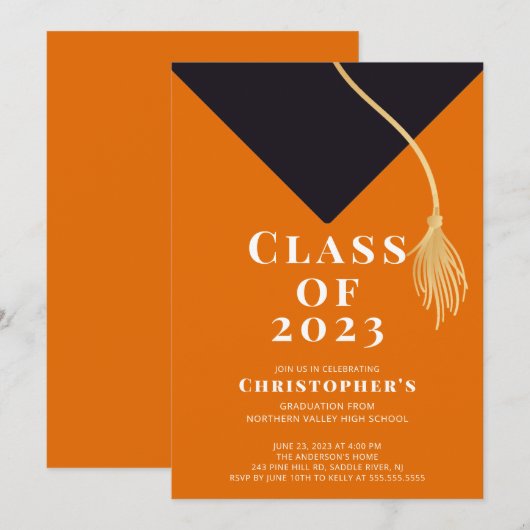 Einladung zur Graduationspartei Grad Cap (Vorne/Hinten)