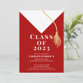 Einladung zur Graduationspartei Grad Cap (Stehend Vorderseite)