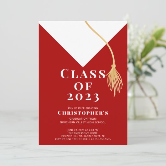 Einladung zur Graduationspartei Grad Cap (Stehend Vorderseite)