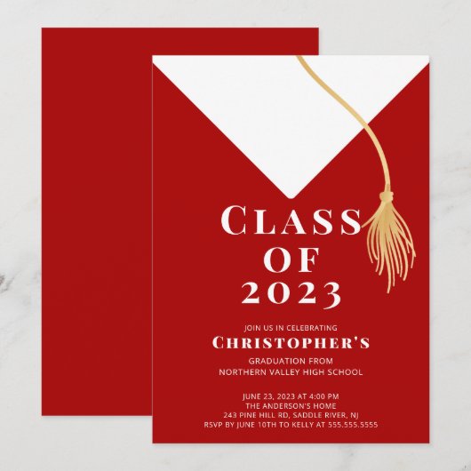 Einladung zur Graduationspartei Grad Cap (Vorne/Hinten)