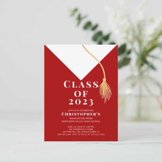 Einladung zur Graduationspartei Grad Cap (Stehend Vorderseite)