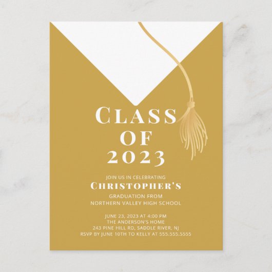 Einladung zur Graduationspartei Grad Cap (Vorderseite)