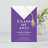 Einladung zur Graduationspartei Grad Cap (Stehend Vorderseite)