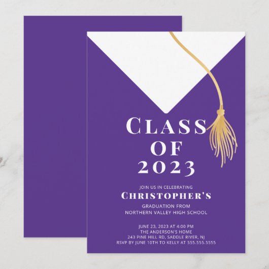 Einladung zur Graduationspartei Grad Cap (Vorne/Hinten)