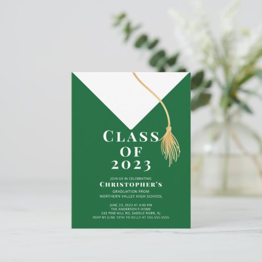 Einladung zur Graduationspartei Grad Cap (Stehend Vorderseite)