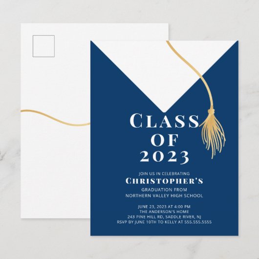 Einladung zur Graduationspartei Grad Cap (Vorne/Hinten)