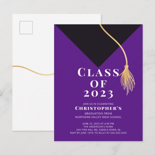 Einladung zur Graduationspartei Grad Cap (Vorne/Hinten)