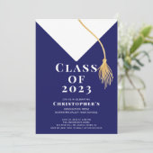 Einladung zur Graduationspartei Grad Cap (Stehend Vorderseite)