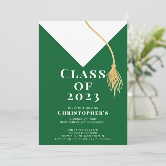 Einladung zur Graduationspartei Grad Cap (Stehend Vorderseite)