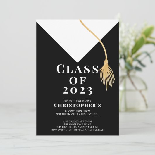 Einladung zur Graduationspartei Grad Cap (Stehend Vorderseite)