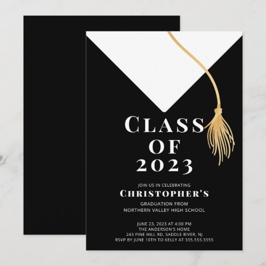 Einladung zur Graduationspartei Grad Cap (Vorne/Hinten)