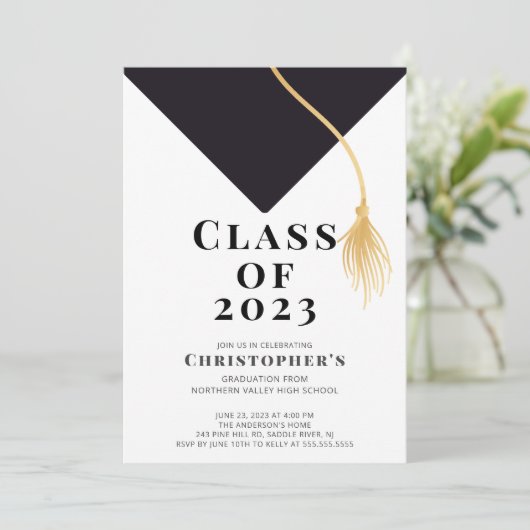 Einladung zur Graduationspartei Grad Cap (Stehend Vorderseite)