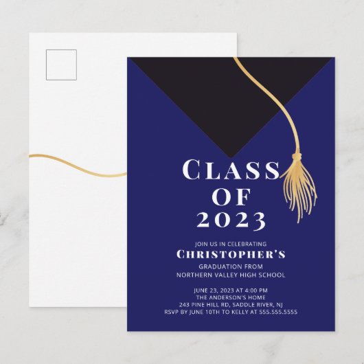 Einladung zur Graduationspartei Grad Cap (Vorne/Hinten)