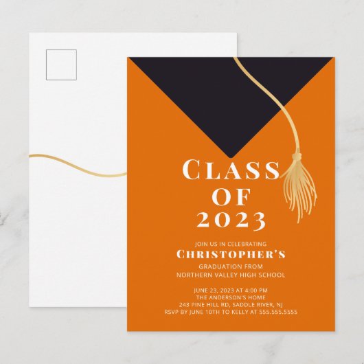 Einladung zur Graduationspartei Grad Cap (Vorne/Hinten)