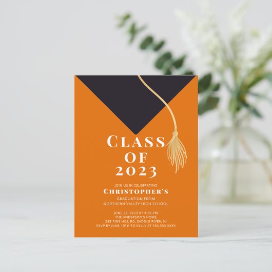 Einladung zur Graduationspartei Grad Cap (Stehend Vorderseite)