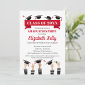 Einladung zur Graduationspartei in Rot (Stehend Vorderseite)